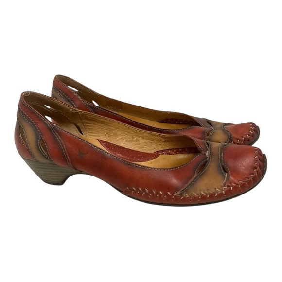 PIKOLINOS Shoes - Pikolinos Red & Brown Leather Bohemian Slip On Comfort Shoes Women’s 42